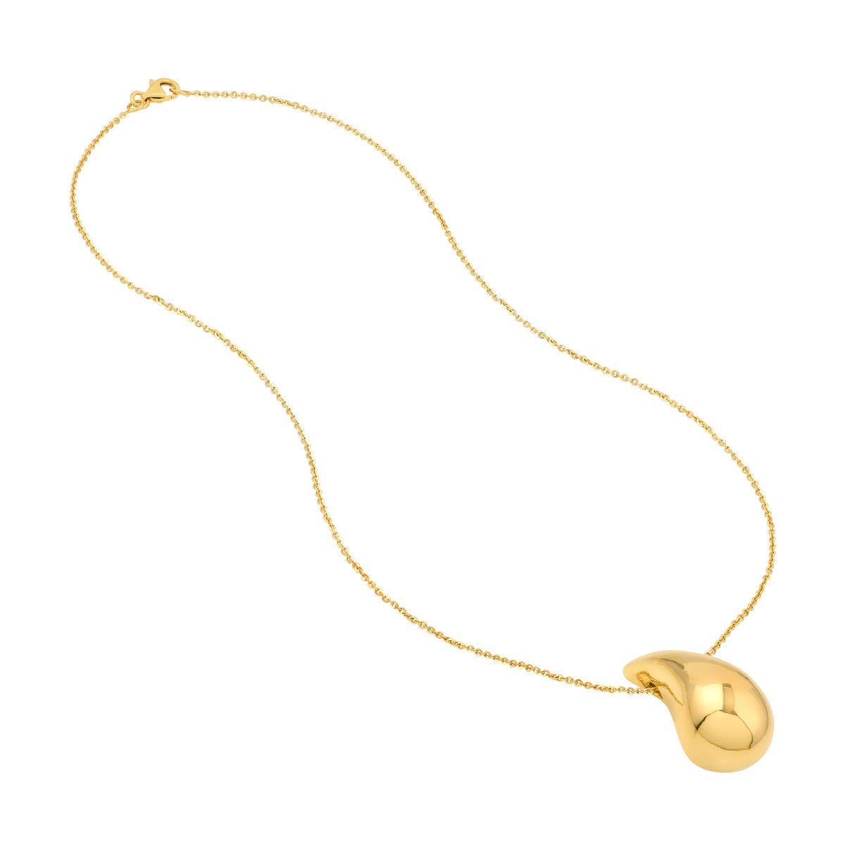 Birmingham Jewelry - 14K Yellow Gold Puff Art Teardrop Dome Necklace - Birmingham Jewelry