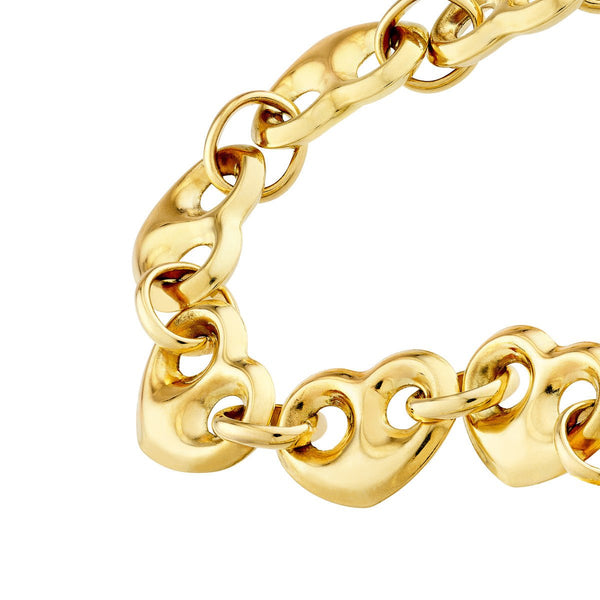 Birmingham Jewelry - 14K Yellow Gold Puff Mariner Heart Bracelet - Birmingham Jewelry