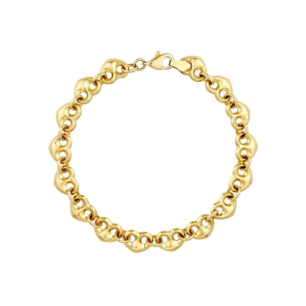 Birmingham Jewelry - 14K Yellow Gold Puff Mariner Heart Bracelet - Birmingham Jewelry