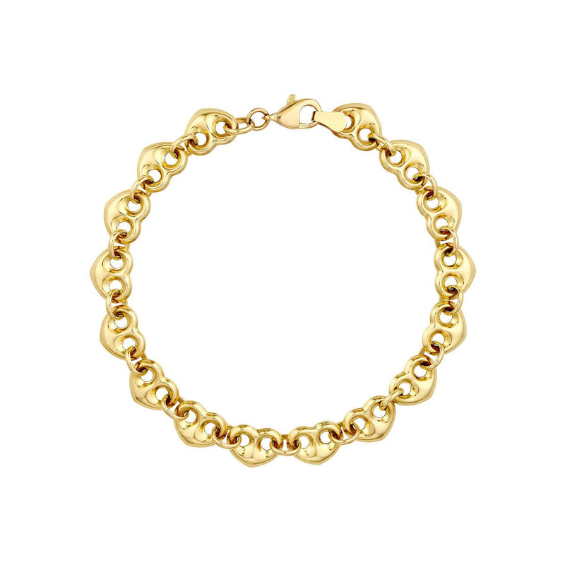 Birmingham Jewelry - 14K Yellow Gold Puff Mariner Heart Bracelet - Birmingham Jewelry