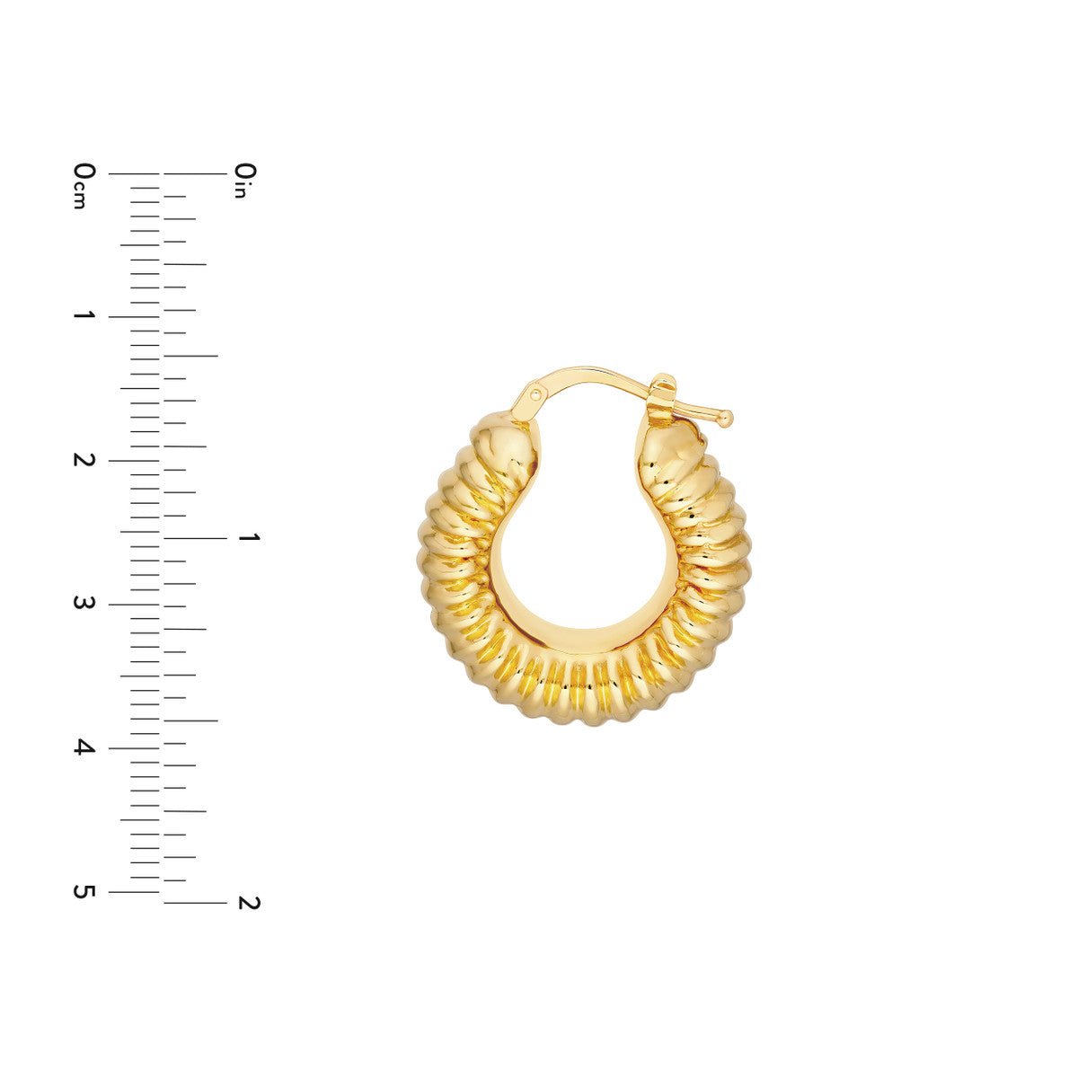 Birmingham Jewelry - 14K Yellow Gold Puff Ribbed Hoop Earrings - Birmingham Jewelry