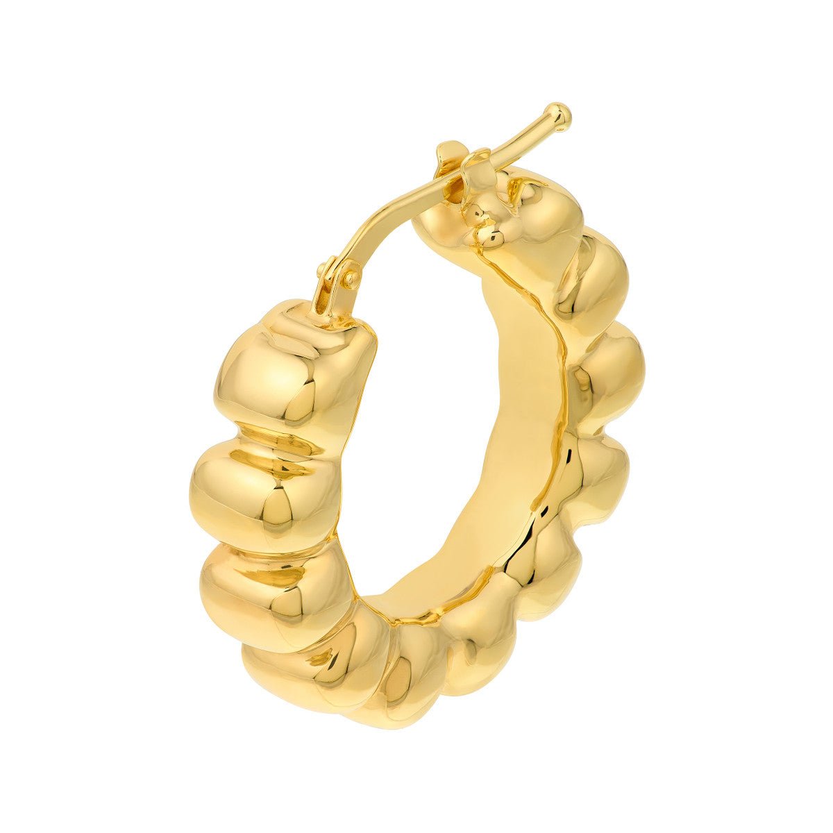 Birmingham Jewelry - 14K Yellow Gold Puff Scalloped Hoop Earrings - Birmingham Jewelry