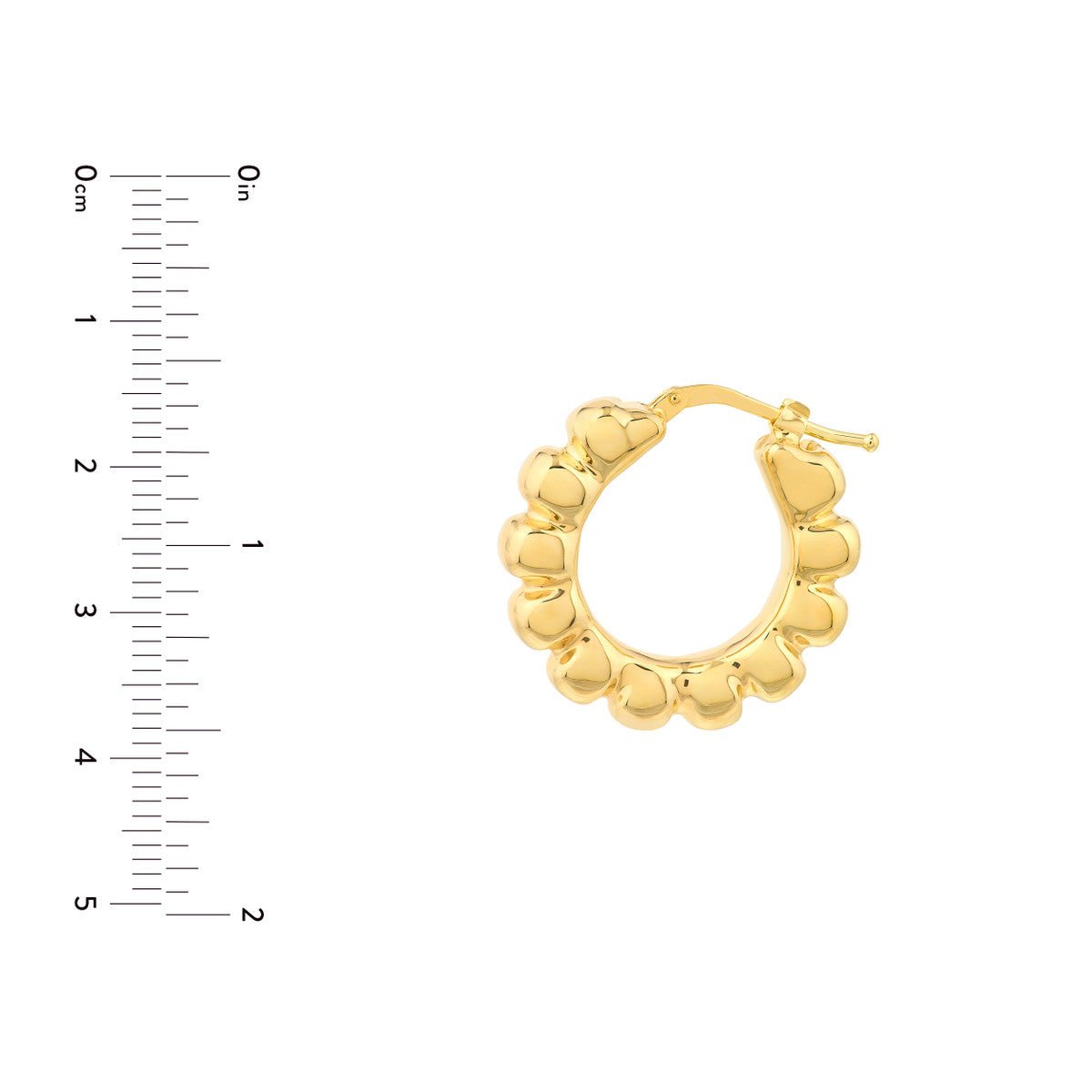 Birmingham Jewelry - 14K Yellow Gold Puff Scalloped Hoop Earrings - Birmingham Jewelry