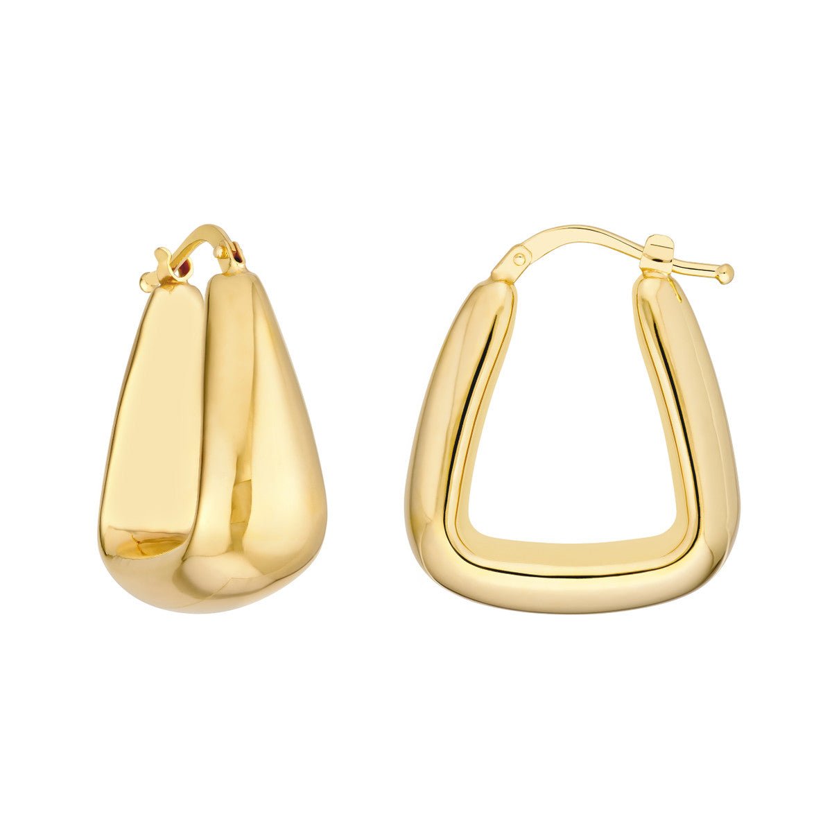 Birmingham Jewelry - 14K Yellow Gold Puff Tapered Squared Off Hoop Earrings - Birmingham Jewelry