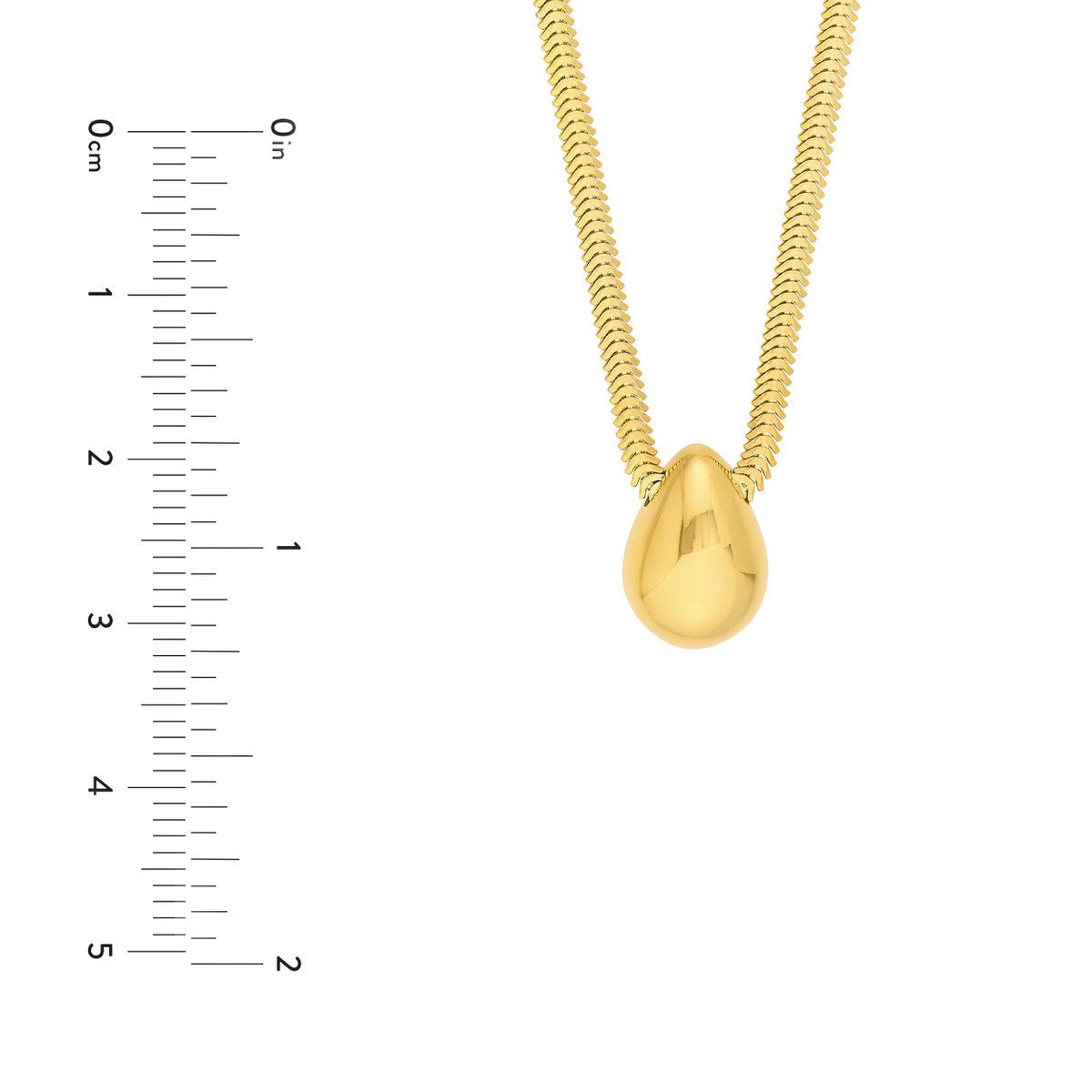 Birmingham Jewelry - 14K Yellow Gold Puff Teardrop Snake Necklace - Birmingham Jewelry