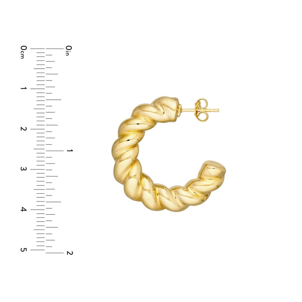 14K Yellow Gold Puff Textured Twist Open Hoop Earrings Birmingham Jewelry Earrings Birmingham Jewelry 