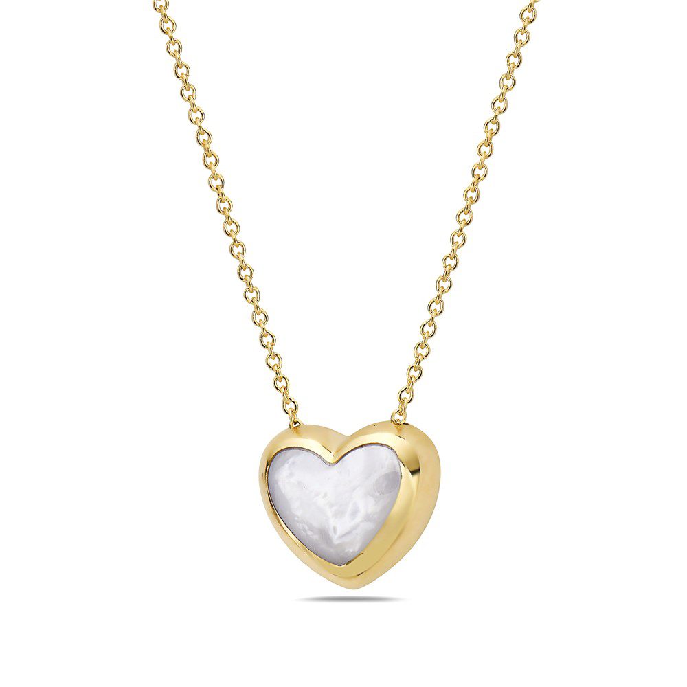 Birmingham Jewelry - 14K Yellow Gold Puffed Heart Pendant Necklace (MOP) - Birmingham Jewelry