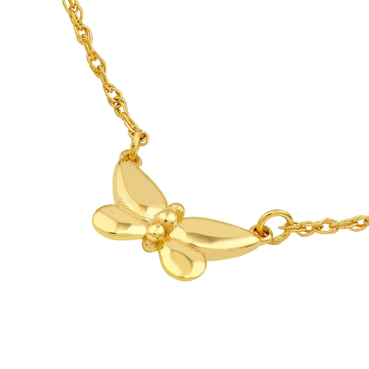 Birmingham Jewelry - 14K Yellow Gold Puffy Butterfuly Necklace - Birmingham Jewelry