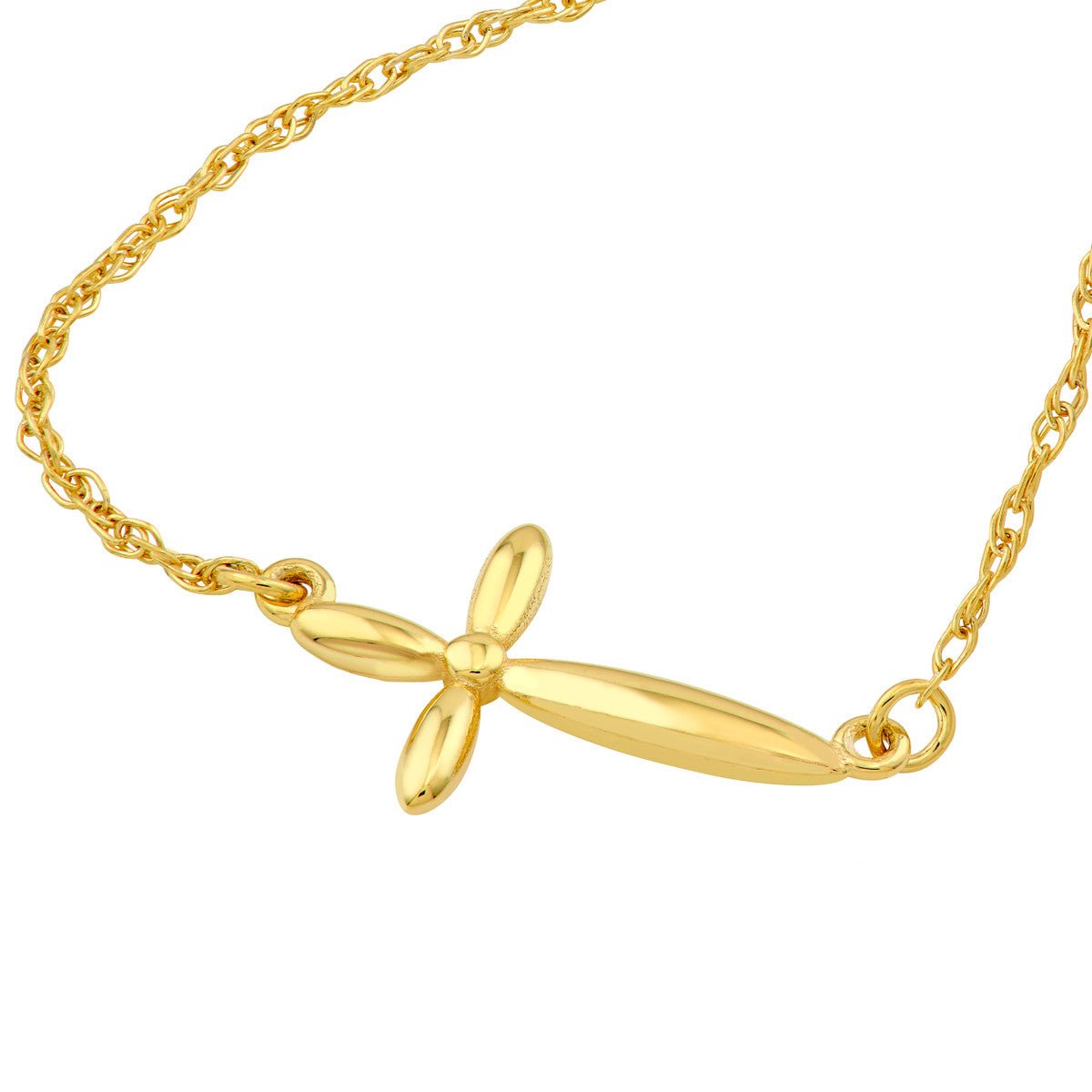 Birmingham Jewelry - 14K Yellow Gold Puffy East West Cross Pendant Necklace - Birmingham Jewelry