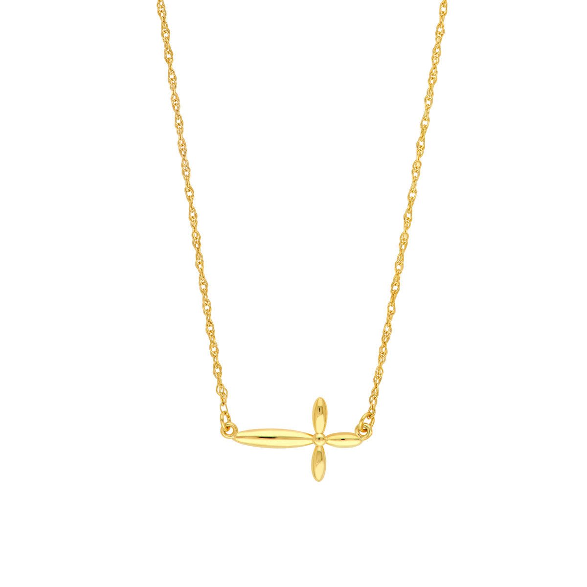 Birmingham Jewelry - 14K Yellow Gold Puffy East West Cross Pendant Necklace - Birmingham Jewelry