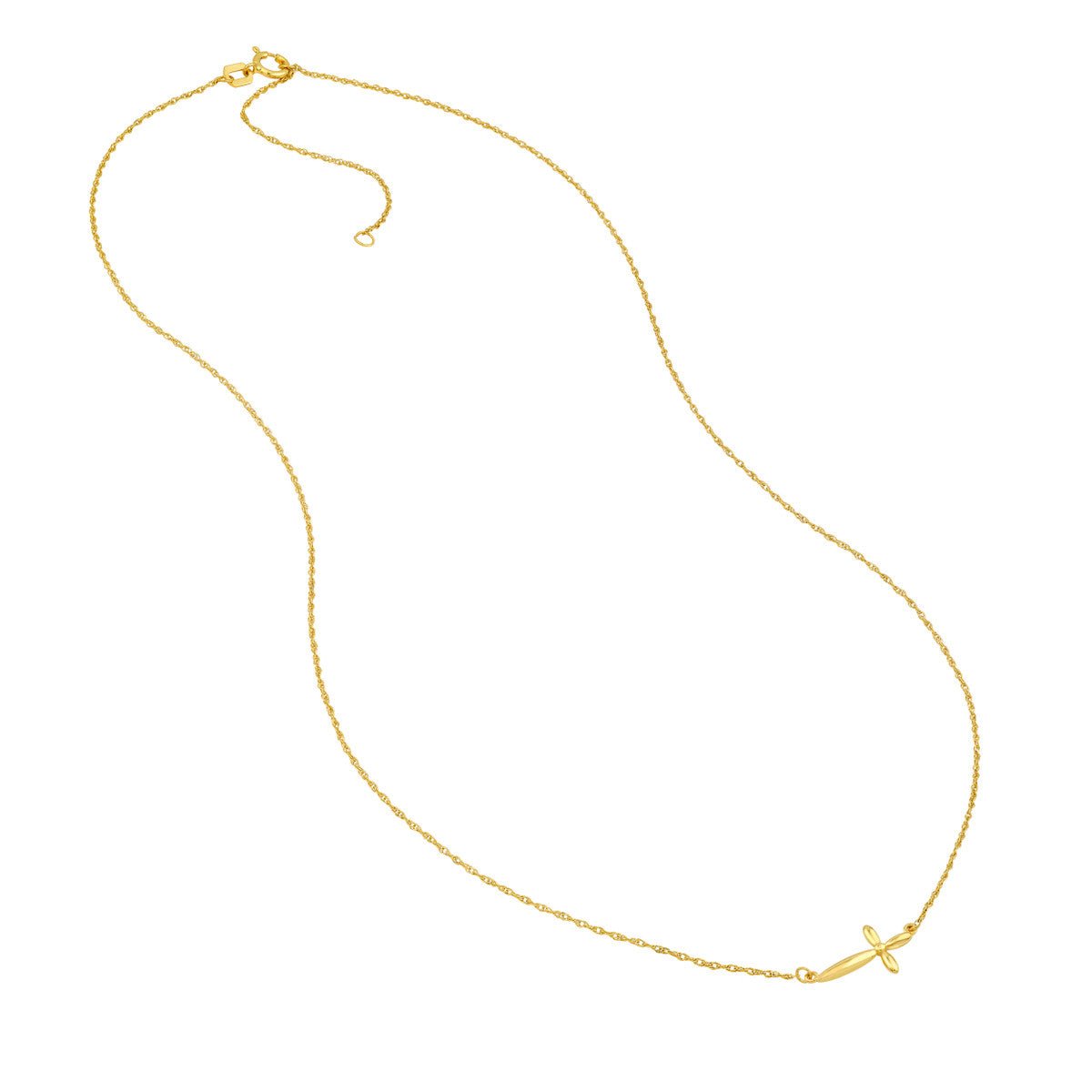 Birmingham Jewelry - 14K Yellow Gold Puffy East West Cross Pendant Necklace - Birmingham Jewelry