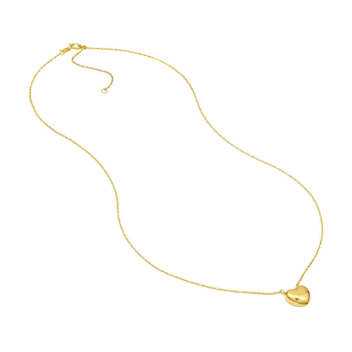 Birmingham Jewelry - 14K Yellow Gold Puffy Heart Necklace - Birmingham Jewelry