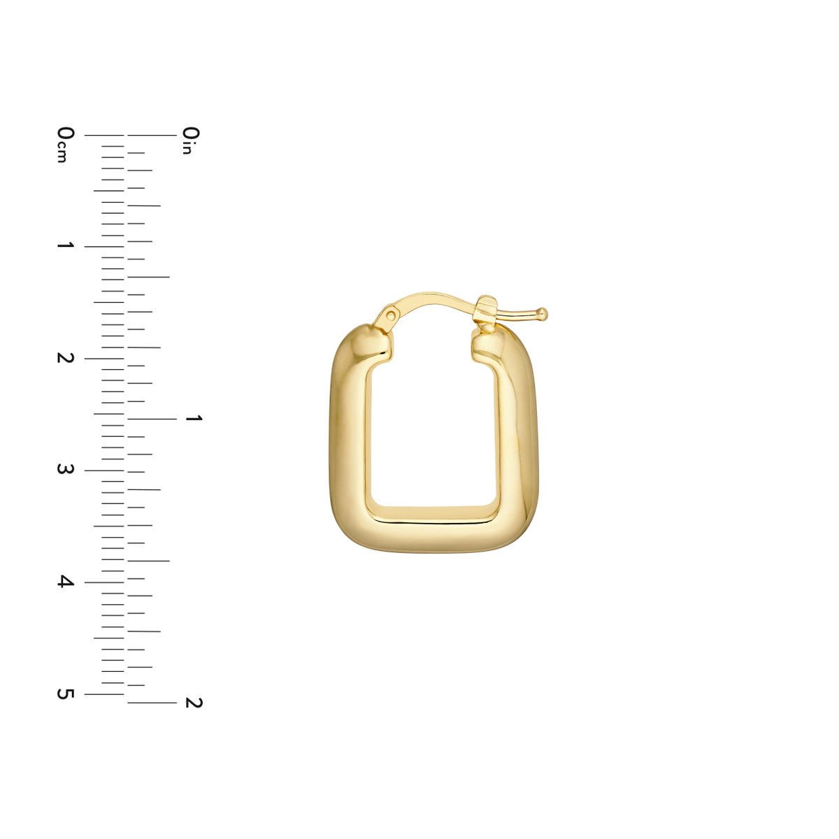 Birmingham Jewelry - 14K Yellow Gold Puffy Square Shape Hoop Earrings - Birmingham Jewelry