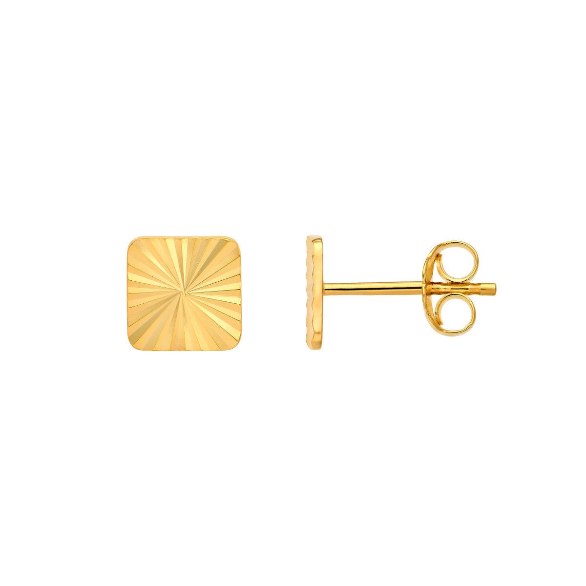 Birmingham Jewelry - 14K Yellow Gold Radiant Square Stud Earrings - Birmingham Jewelry