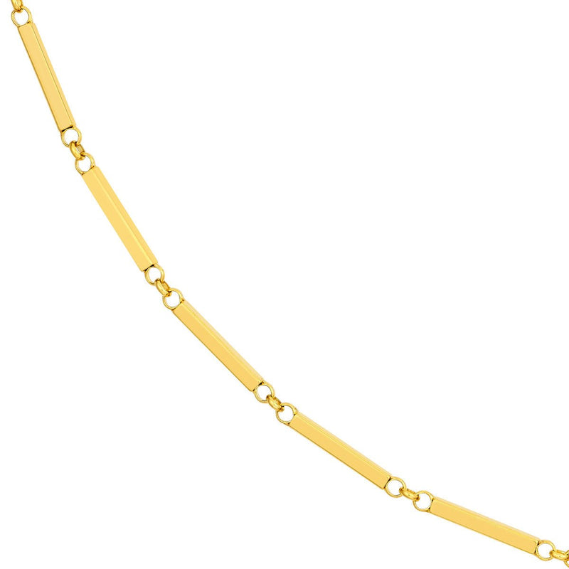 Birmingham Jewelry - 14K Yellow Gold Rectangle Bar Station Chain - Birmingham Jewelry