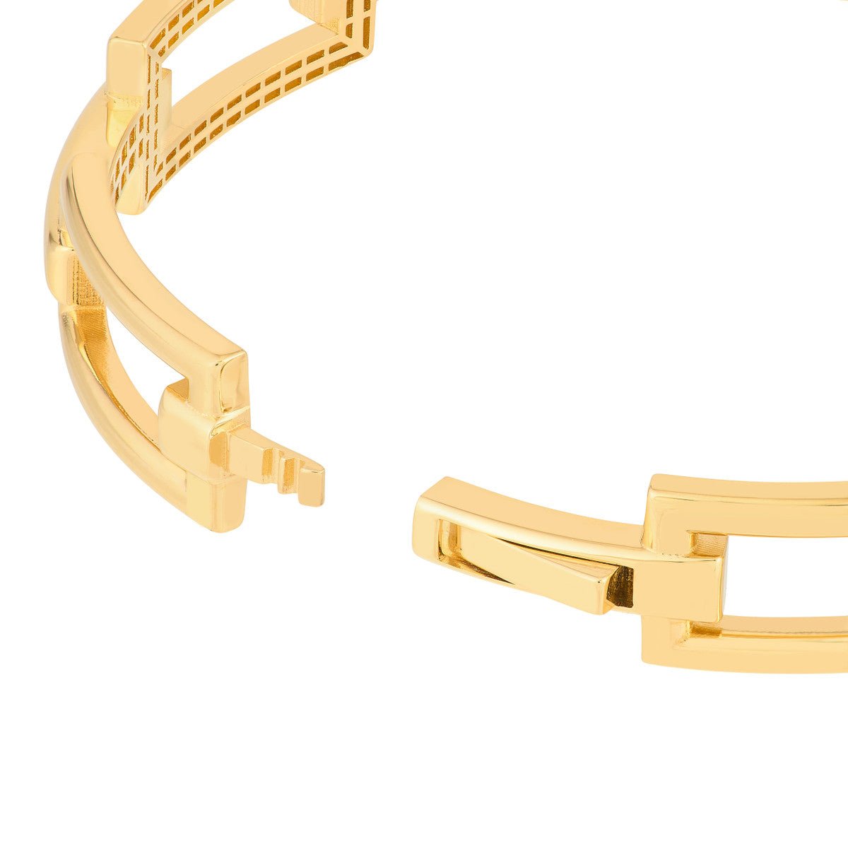 Birmingham Jewelry - 14K Yellow Gold Rectangular Polished Link Bangle Bracelet - Birmingham Jewelry