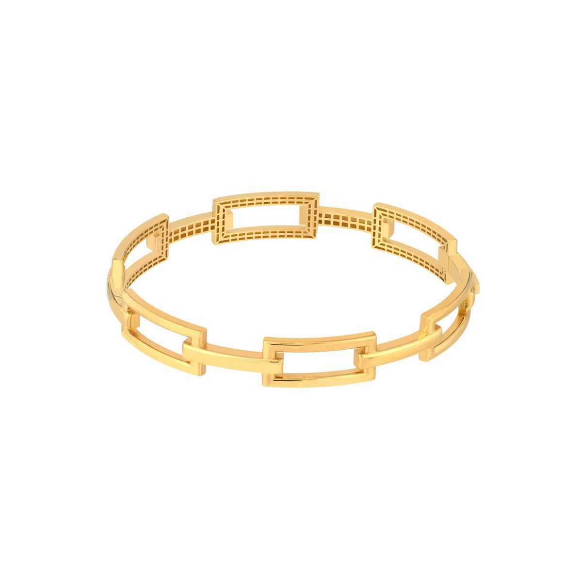 Birmingham Jewelry - 14K Yellow Gold Rectangular Polished Link Bangle Bracelet - Birmingham Jewelry