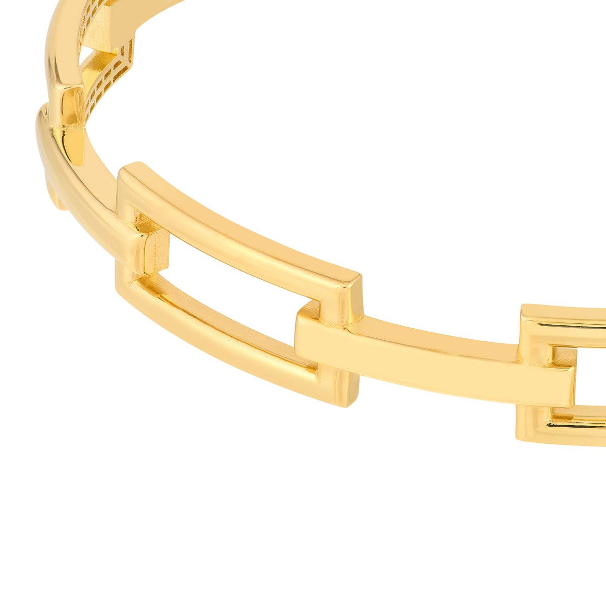Birmingham Jewelry - 14K Yellow Gold Rectangular Polished Link Bangle Bracelet - Birmingham Jewelry