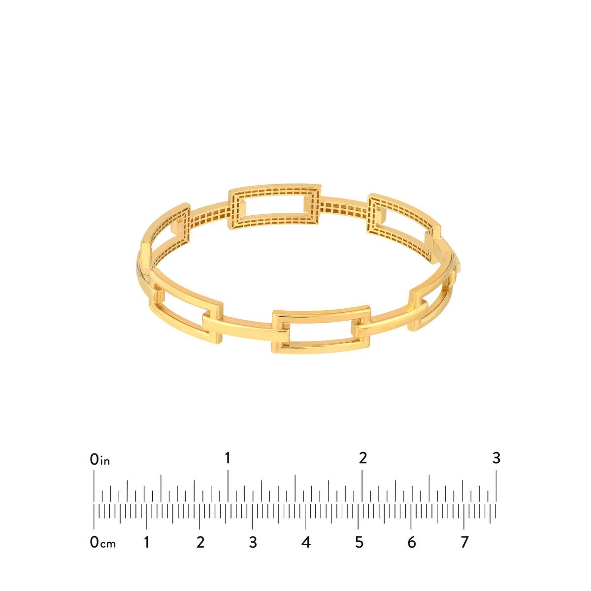 Birmingham Jewelry - 14K Yellow Gold Rectangular Polished Link Bangle Bracelet - Birmingham Jewelry