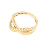 Birmingham Jewelry - 14K Yellow Gold Ribbed Crossover Ring - Birmingham Jewelry