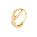 Birmingham Jewelry - 14K Yellow Gold Ribbed Crossover Ring - Birmingham Jewelry