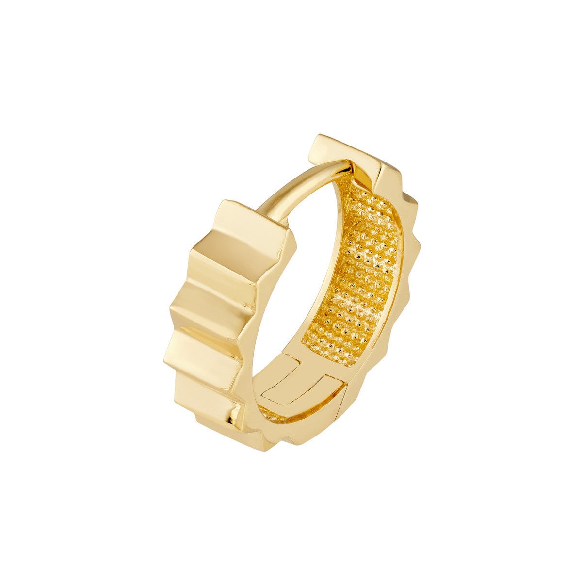 Birmingham Jewelry - 14K Yellow Gold Ridged Polished Round Hoop Earrings - Birmingham Jewelry