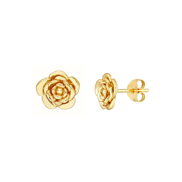 Birmingham Jewelry - 14K Yellow Gold Rose Stud Earrings - Birmingham Jewelry