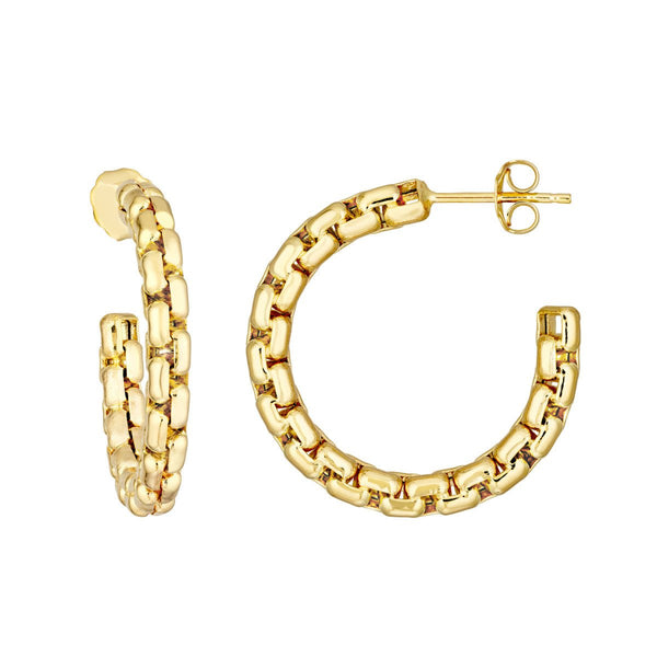 Birmingham Jewelry - 14K Yellow Gold Round Box Large Open Hoop Earrings - Birmingham Jewelry