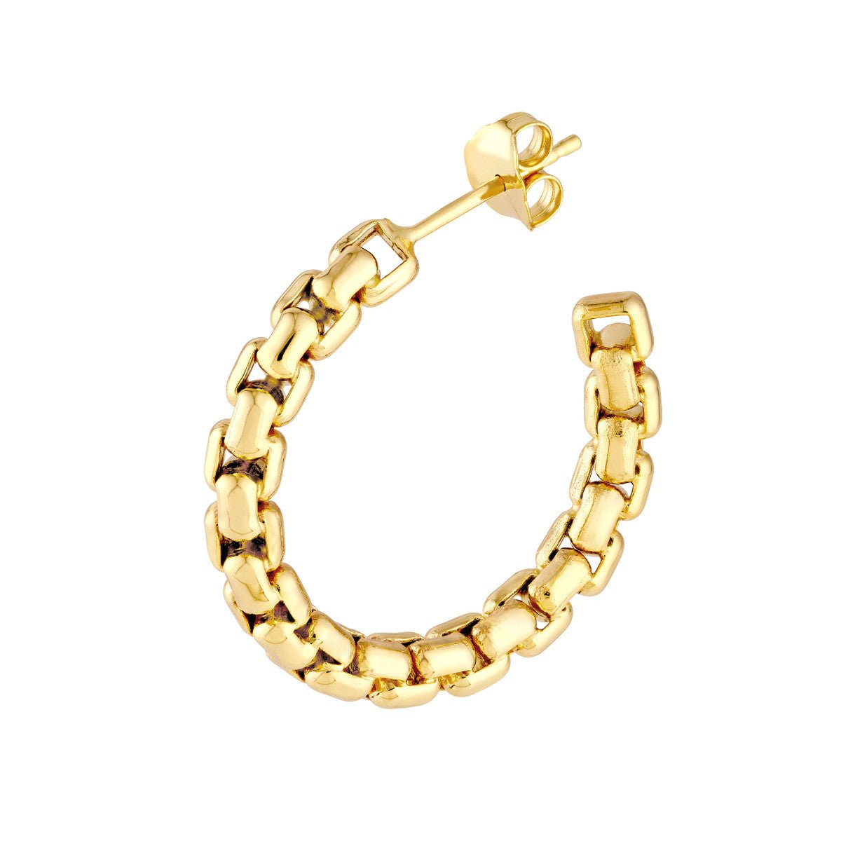 Birmingham Jewelry - 14K Yellow Gold Round Box Large Open Hoop Earrings - Birmingham Jewelry