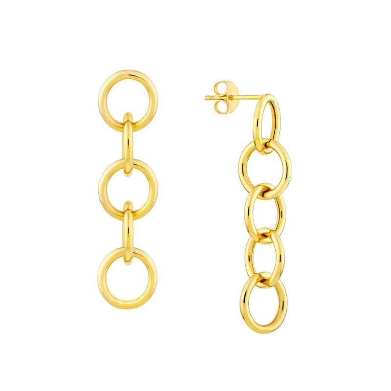 Birmingham Jewelry - 14K Yellow Gold Round Endless Link Dangle Earrings - Birmingham Jewelry