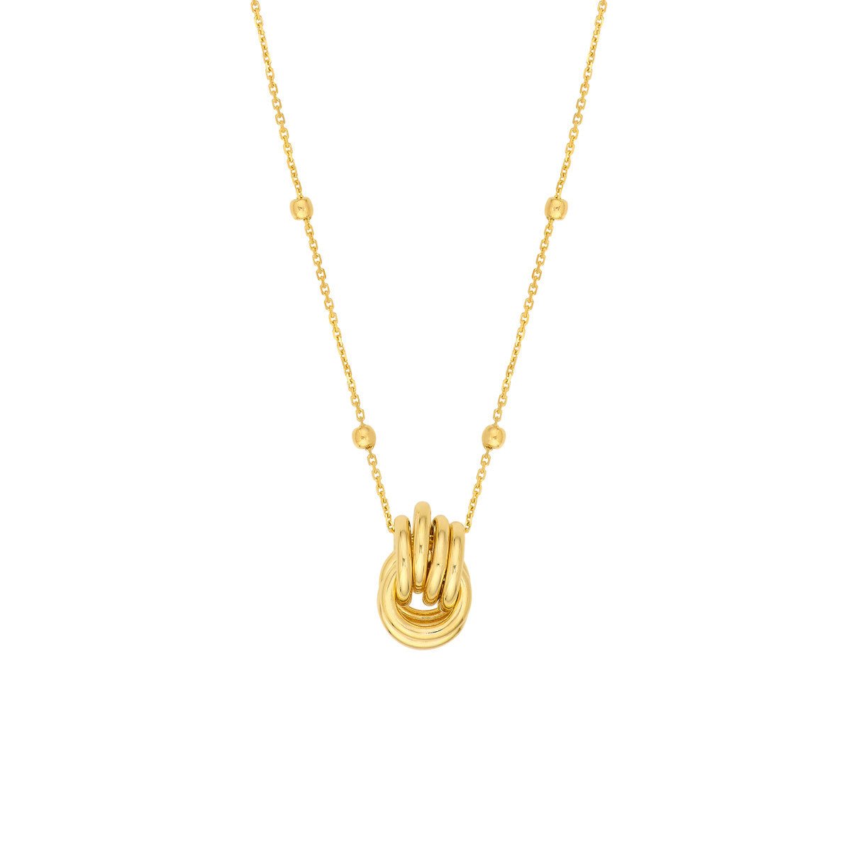 Birmingham Jewelry - 14K Yellow Gold Round Link Nest Pendant Station Necklace - Birmingham Jewelry