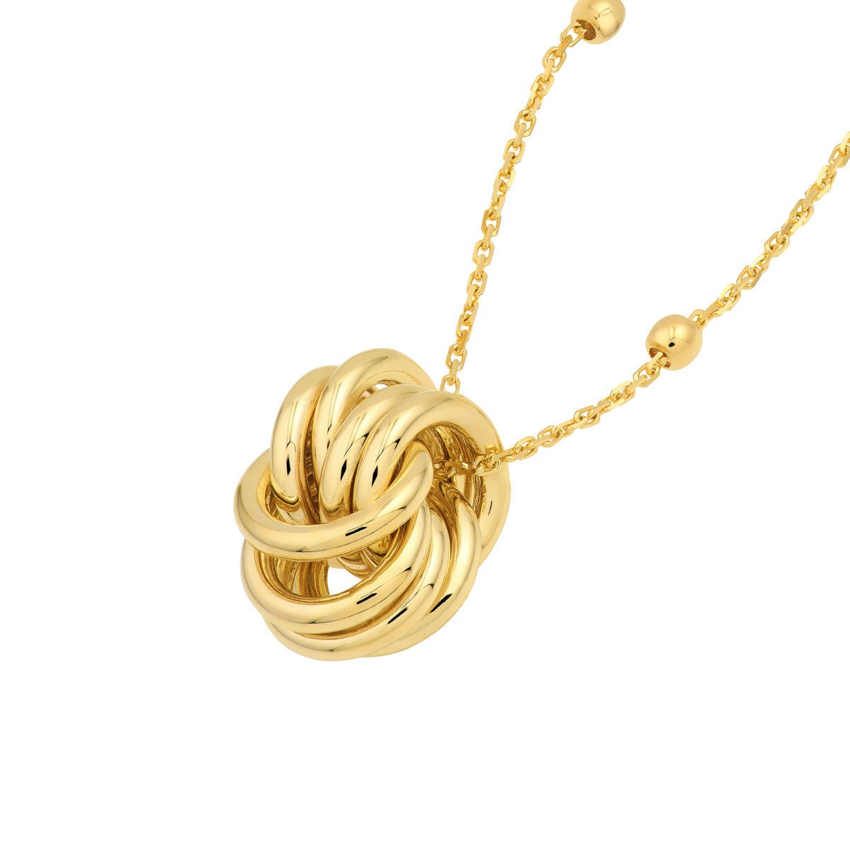 Birmingham Jewelry - 14K Yellow Gold Round Link Nest Pendant Station Necklace - Birmingham Jewelry