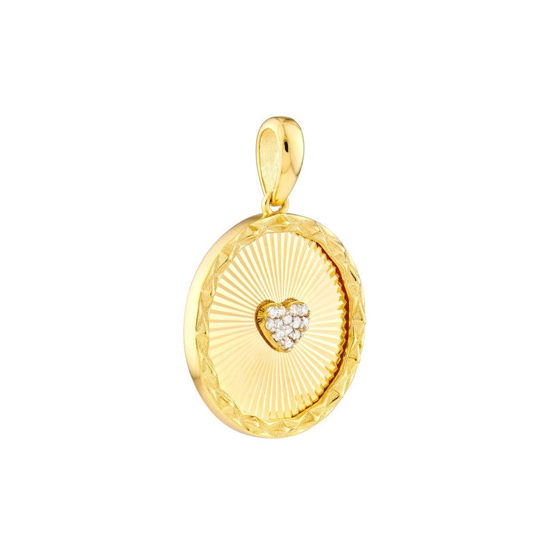 Birmingham Jewelry - 14K Yellow Gold Round Radiant Diamond Heart Pendant - Birmingham Jewelry