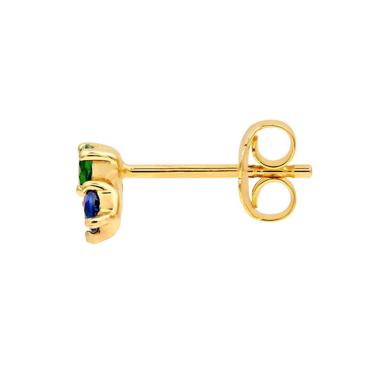 Birmingham Jewelry - 14K Yellow Gold Round Tsavorite Diamond & Sapphire Curve Earrings - Birmingham Jewelry