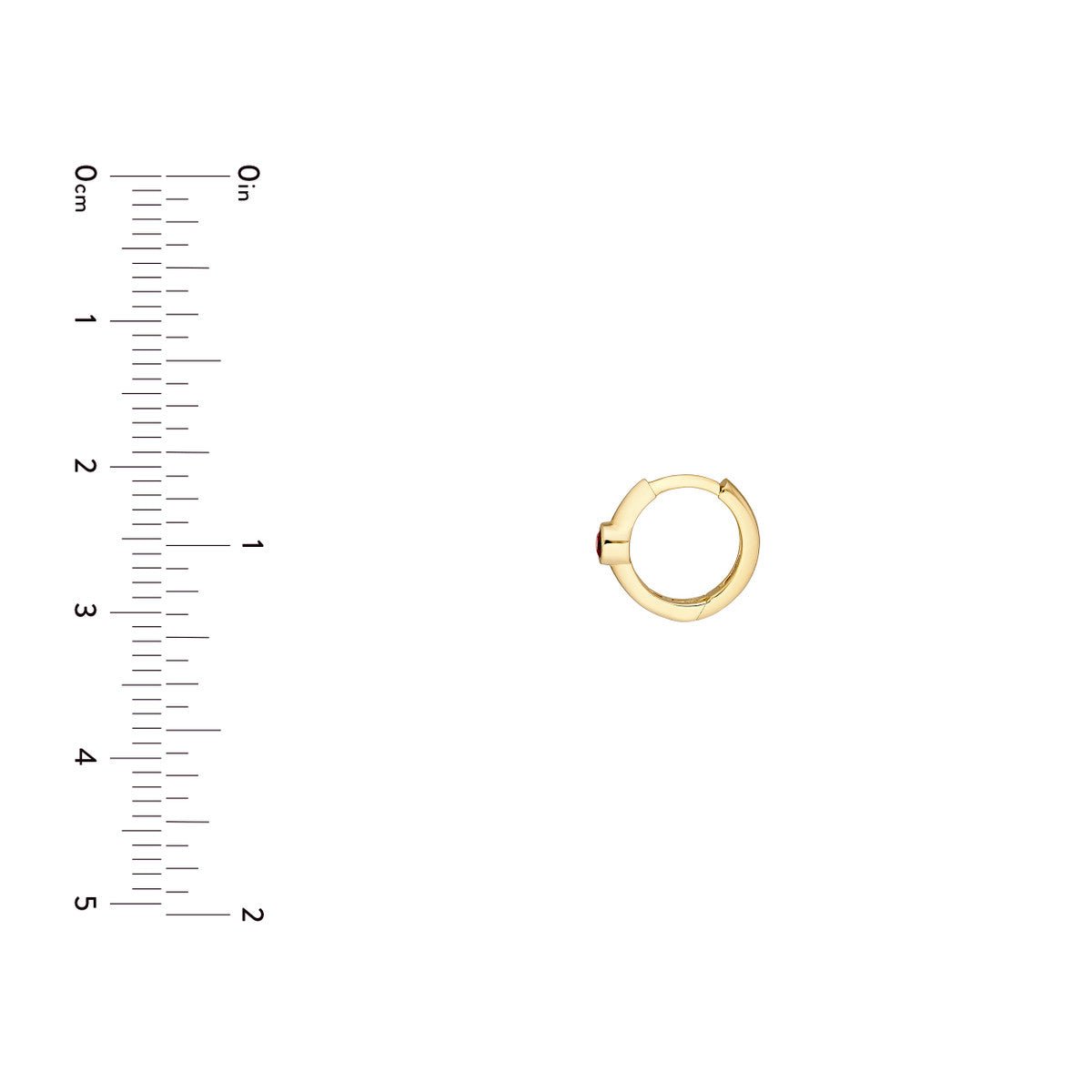 Birmingham Jewelry - 14K Yellow Gold Ruby Bezel Mini Hoops - Birmingham Jewelry