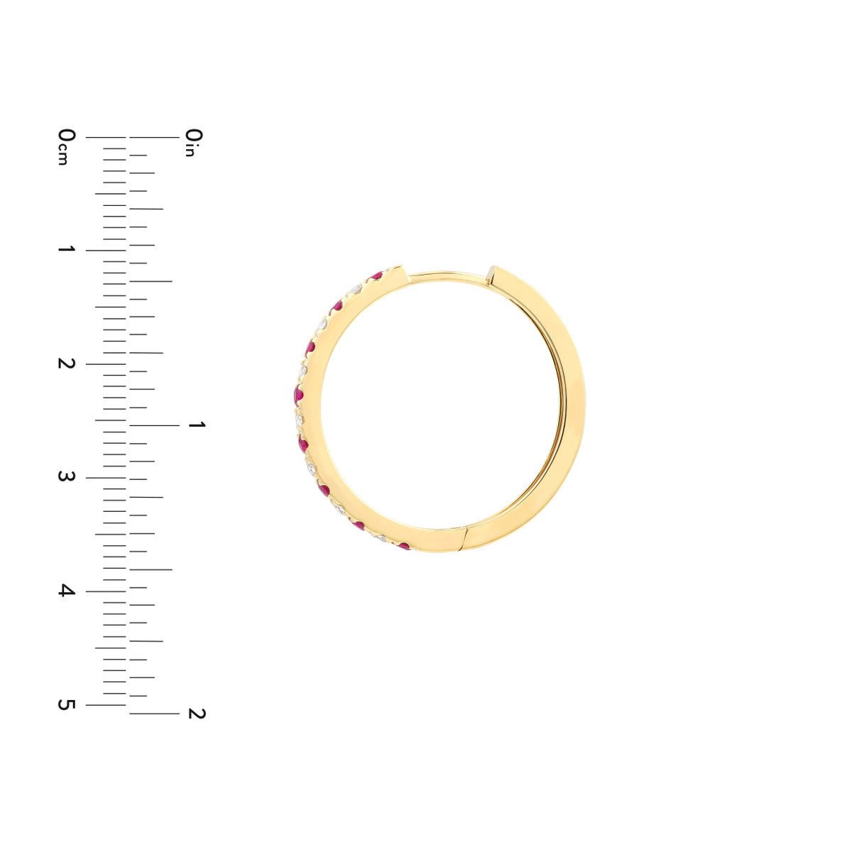 Birmingham Jewelry - 14K Yellow Gold Ruby & Diamond Hoop Earrings (3/8tcw) - Birmingham Jewelry