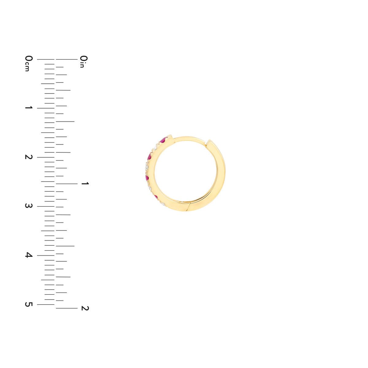 Birmingham Jewelry - 14K Yellow Gold Ruby & Diamond Huggies (1/4tcw) - Birmingham Jewelry