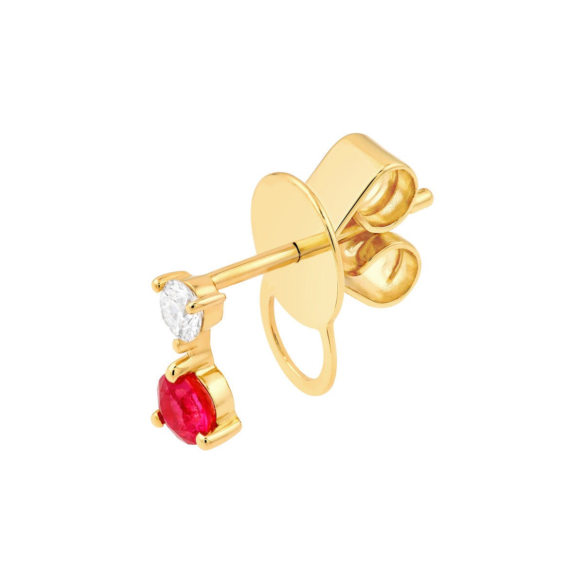 Birmingham Jewelry - 14K Yellow Gold Ruby & Diamond Stud Earrings (1/8tcw) - Birmingham Jewelry