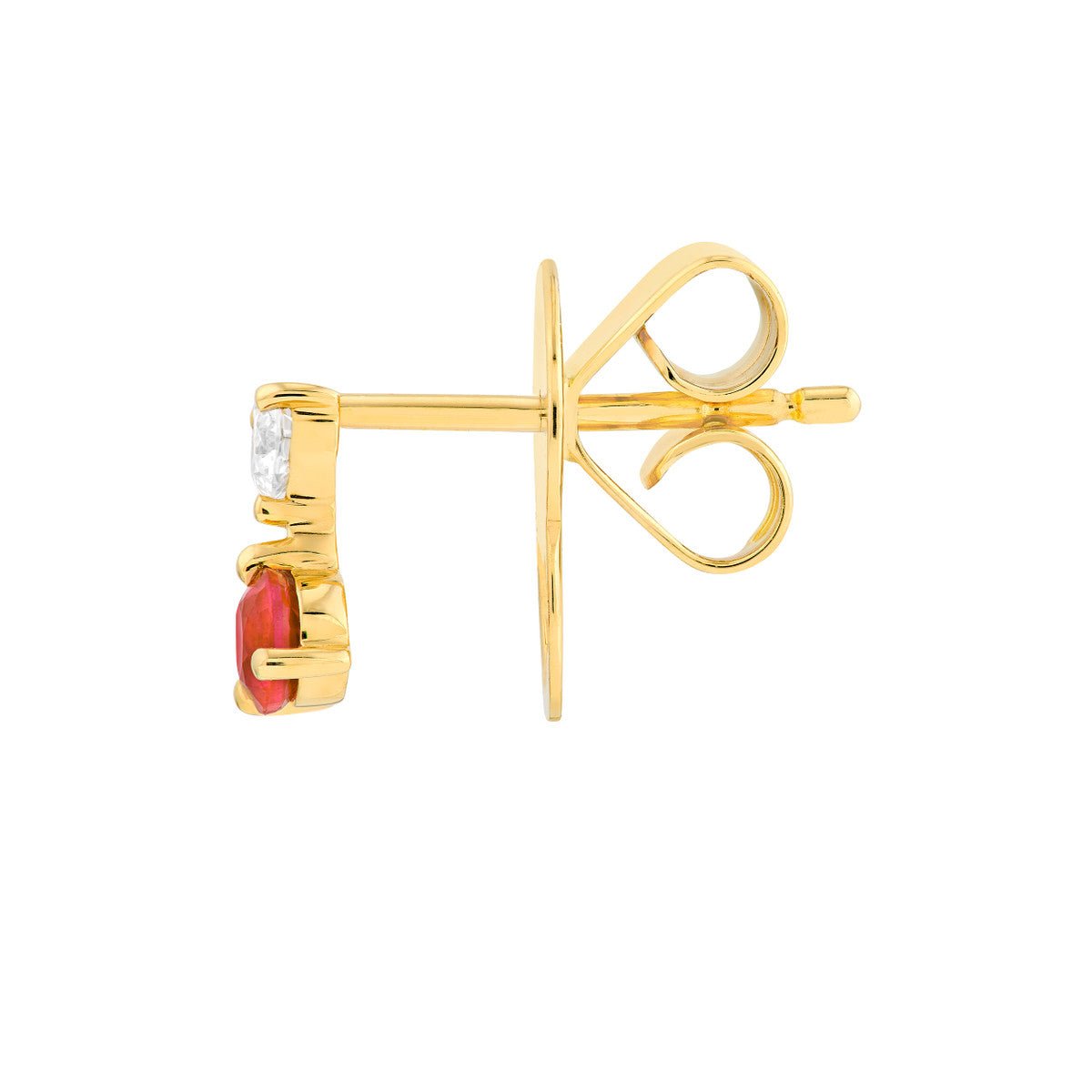 Birmingham Jewelry - 14K Yellow Gold Ruby & Diamond Stud Earrings (1/8tcw) - Birmingham Jewelry