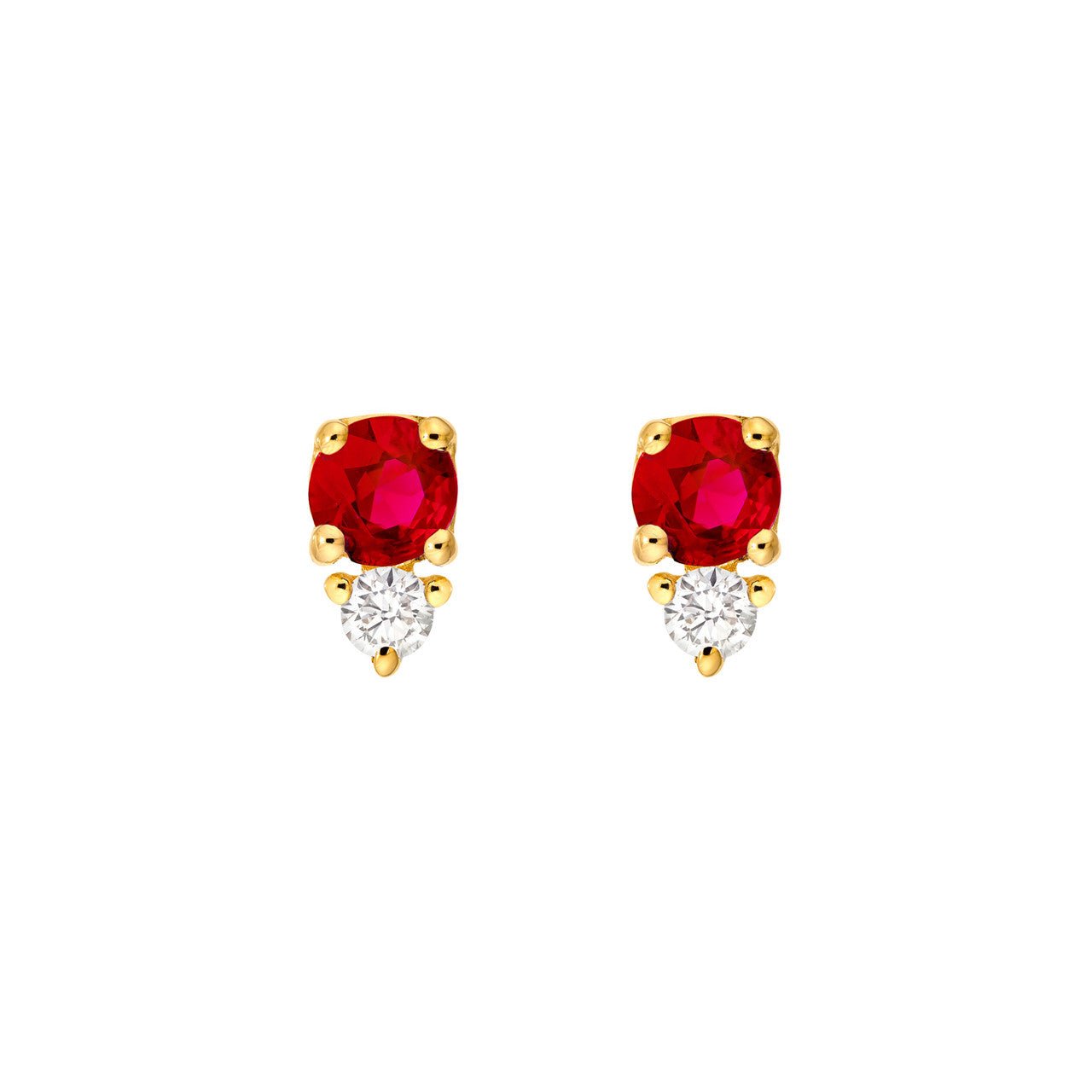 Birmingham Jewelry - 14K Yellow Gold Ruby & Diamond Stud Earrings - Birmingham Jewelry