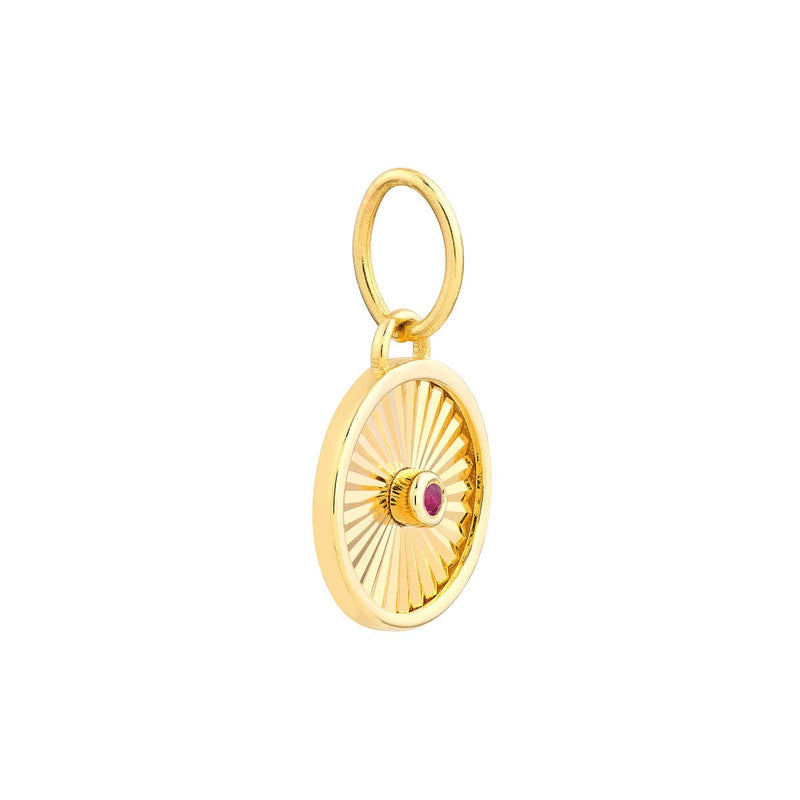 Birmingham Jewelry - 14K Yellow Gold Ruby Round Radiant Pendant - Birmingham Jewelry