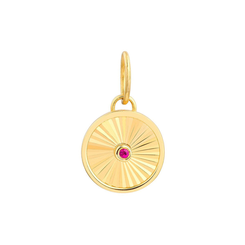 Birmingham Jewelry - 14K Yellow Gold Ruby Round Radiant Pendant - Birmingham Jewelry