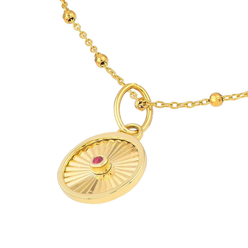 Birmingham Jewelry - 14K Yellow Gold Ruby Round Radiant Pendant - Birmingham Jewelry