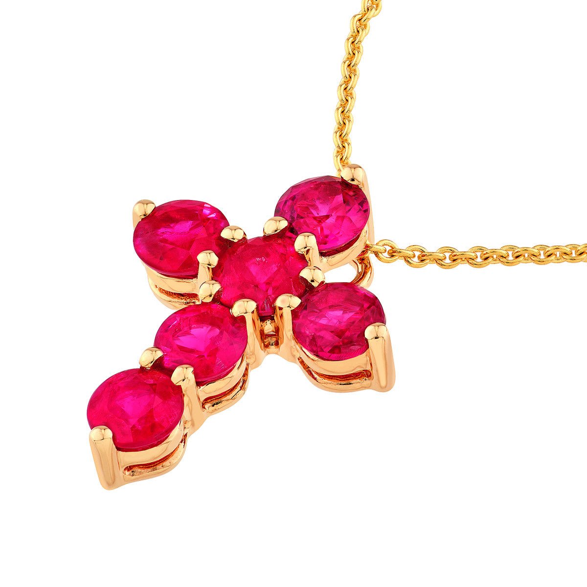 Birmingham Jewelry - 14K Yellow Gold Ruby Stone Cross Pendant - Birmingham Jewelry