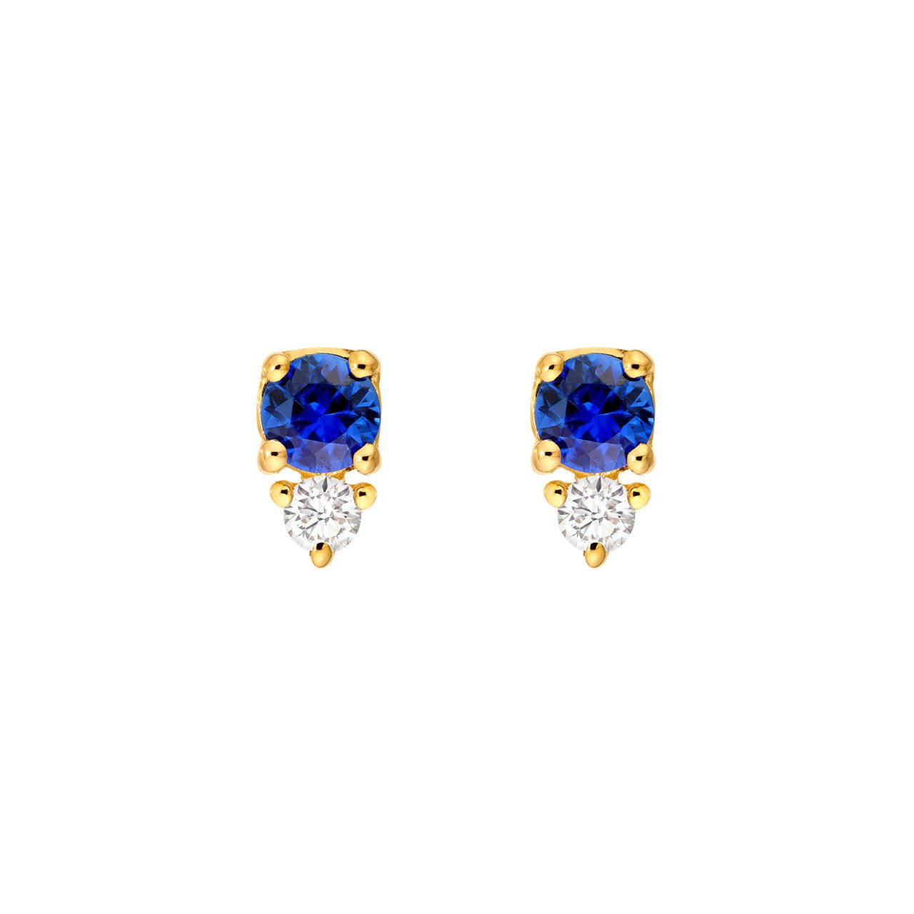 Birmingham Jewelry - 14K Yellow Gold Sapphire & Diamond Stud Earrings - Birmingham Jewelry