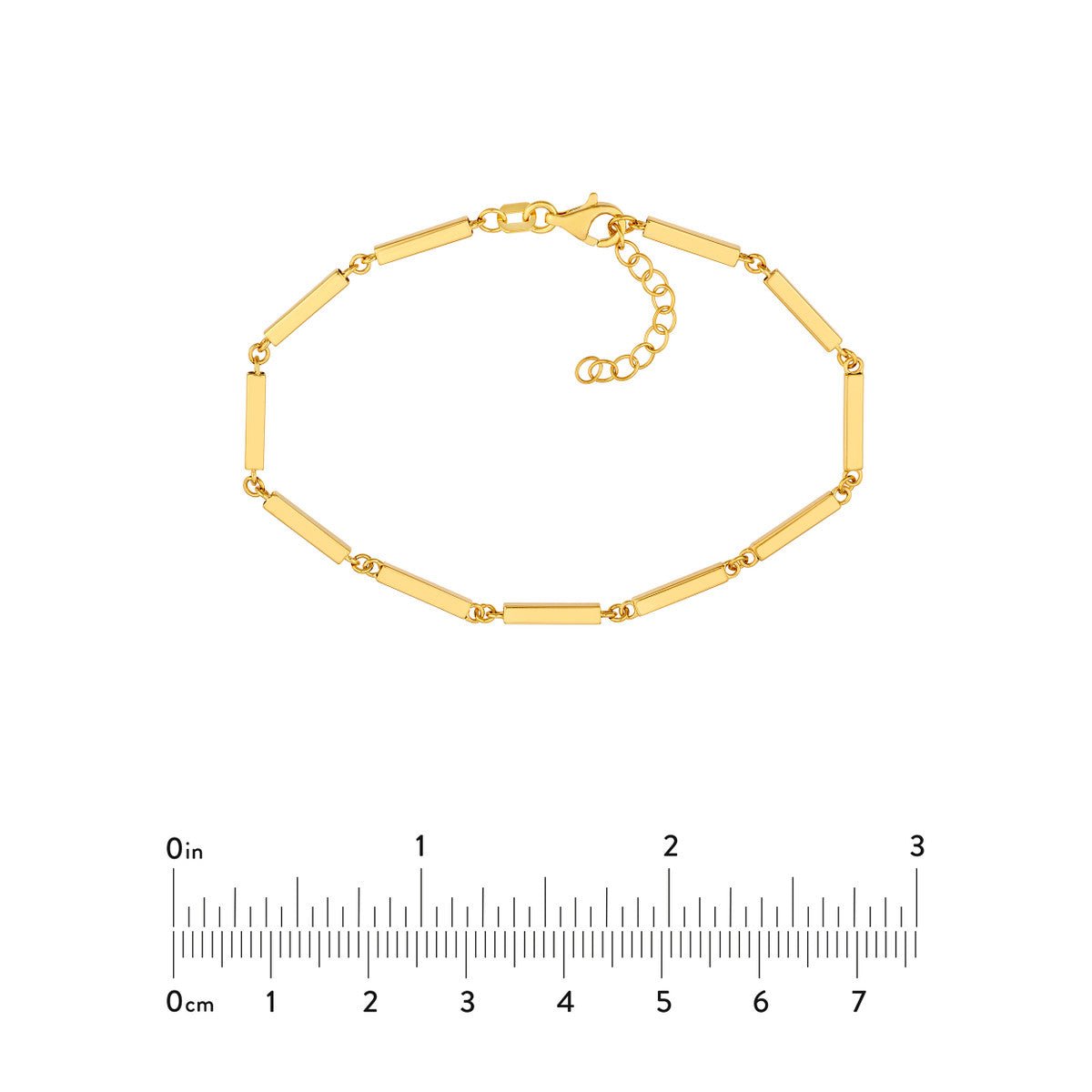 Birmingham Jewelry - 14K Yellow Gold Short Bar Station Adjustable Bracelet - Birmingham Jewelry