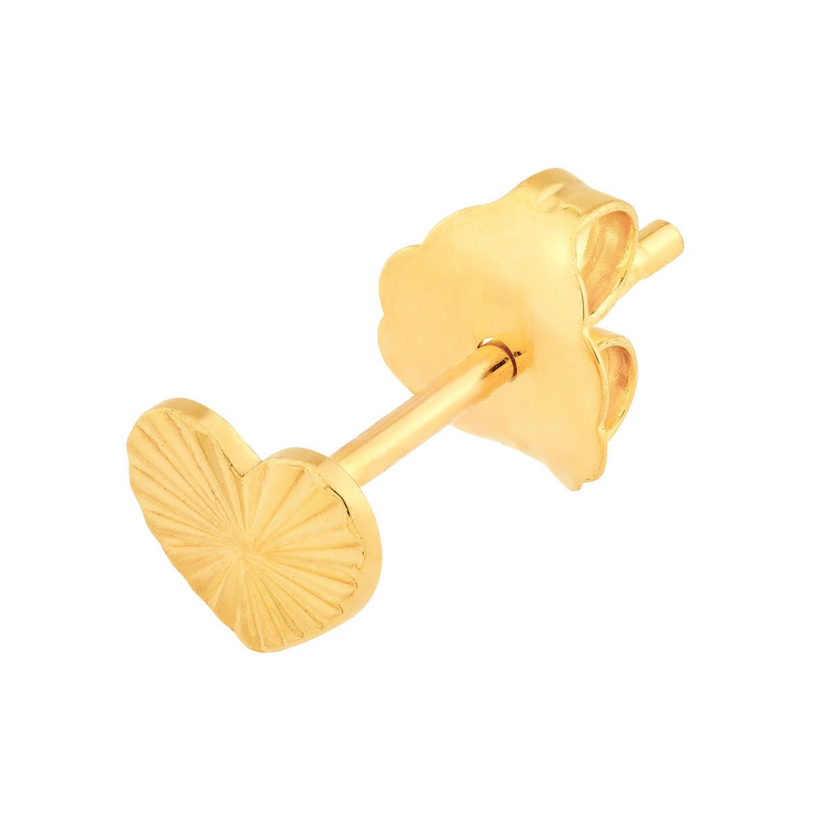 Birmingham Jewelry - 14K Yellow Gold Small Fluted Heart Stud Earrings - Birmingham Jewelry