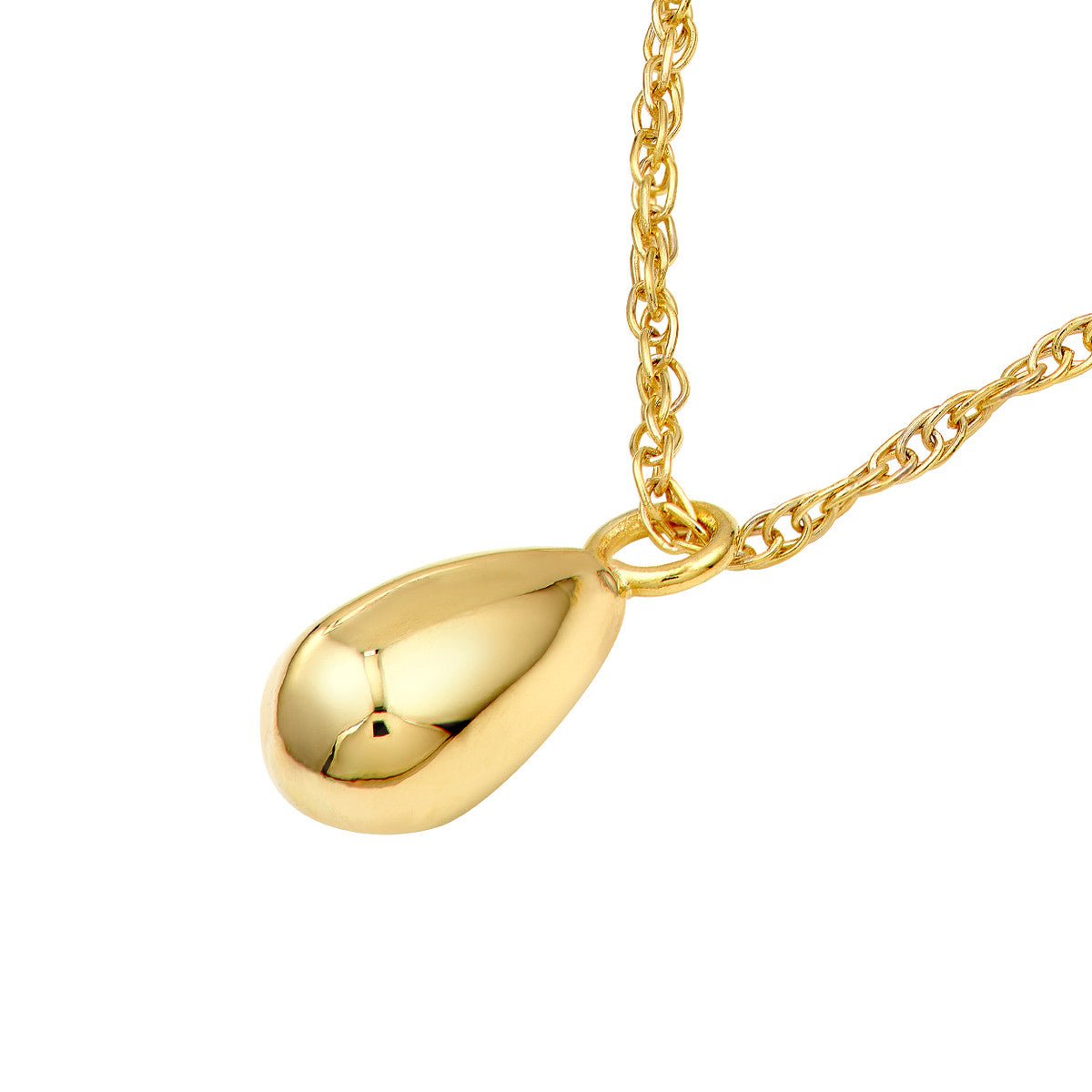 Birmingham Jewelry - 14K Yellow Gold Small Puffy Teardrop Pendant Necklace - Birmingham Jewelry