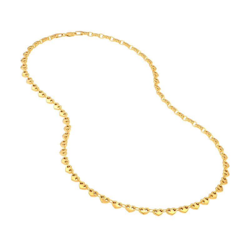 Birmingham Jewelry - 14K Yellow Gold Solid Small Heart Link Chain - Birmingham Jewelry