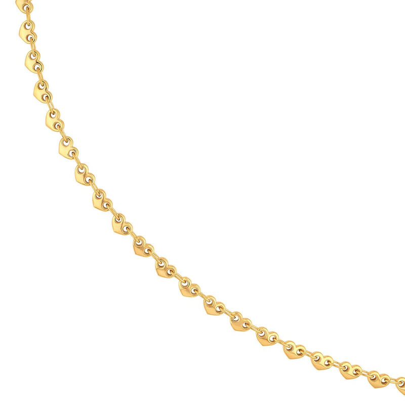 Birmingham Jewelry - 14K Yellow Gold Solid Small Heart Link Chain - Birmingham Jewelry